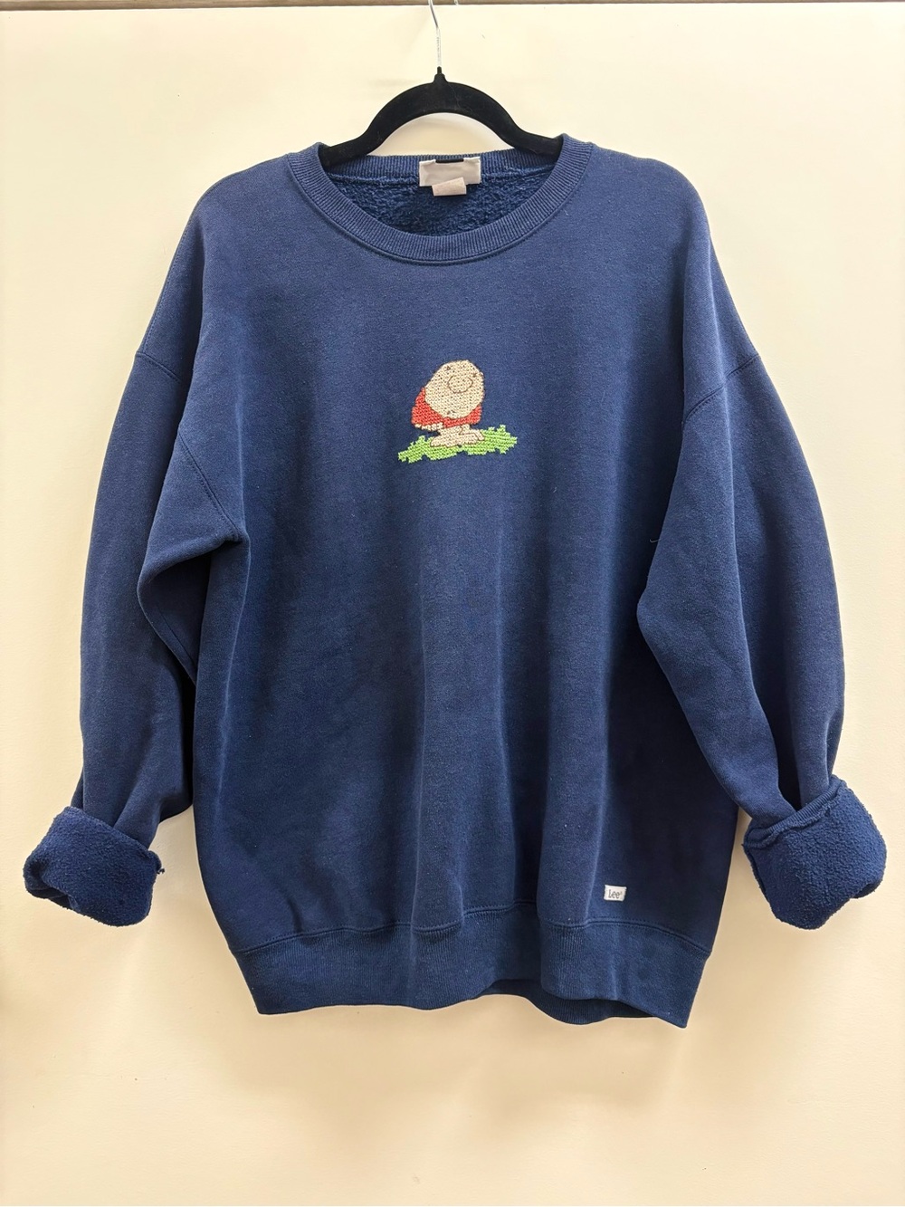 Vintage Lee Sweatshirt with Hand Embroidered Ziggy Character XL